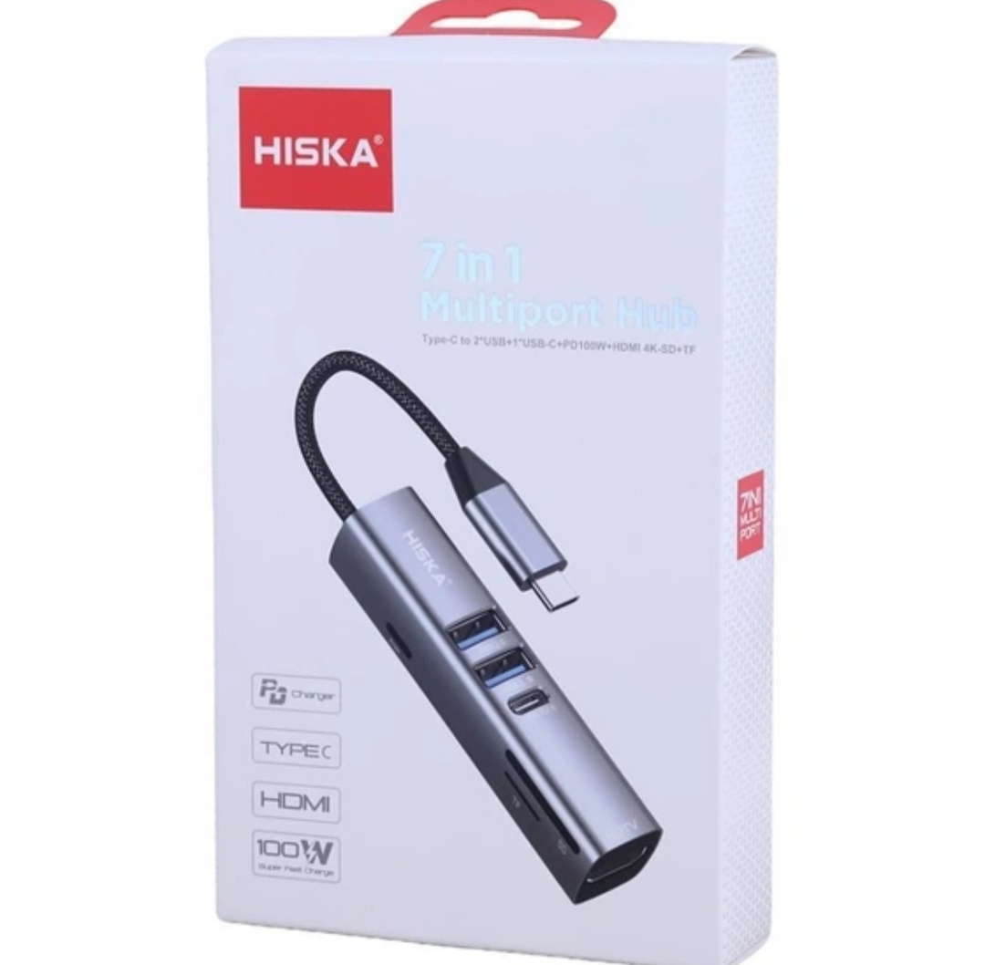هاب ۷ پورت USB-C هیسکا مدل HR-53 - دارای خروجی HDMI و رم‌ریدر